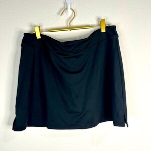 💥 BLACK Tranquility Women’s Swim Skort Large Ruched Waist Modest Coverup Shorts